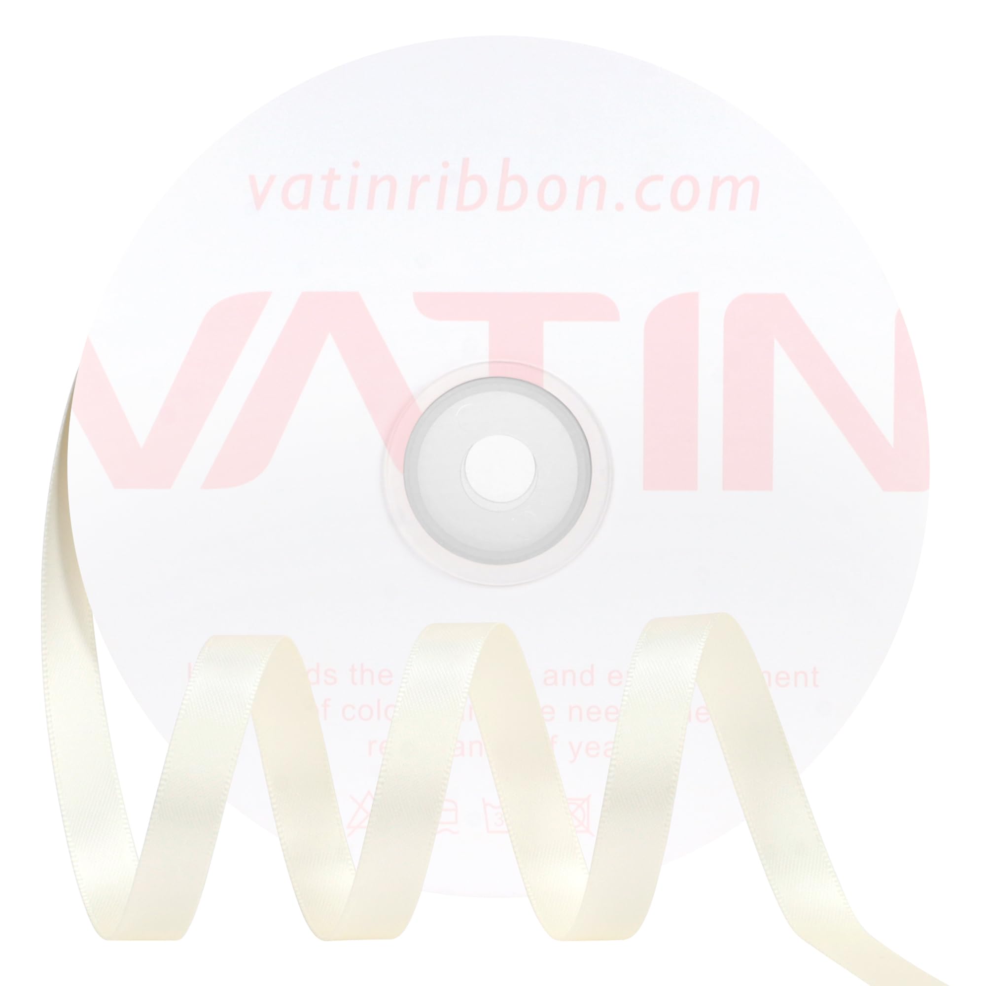 VATIN Double Face Antique White Satin Ribbon 10mm X 45m,Antique White Polyester Fabric Ribbon use for Bows Bouquet Gift Wrapping