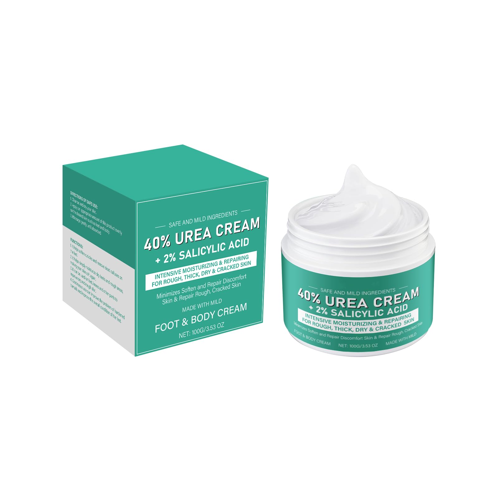 Aoseiens 1Pc Urea Cream 40 Percent For Feet, 40% Urea Foot Repair Lotion, Plus Salicylic Acid 2% Foot Cream For Dry Cracked Heels Feet Knees, Dead Skin Cuticle Callus Remover Toenail Softener
