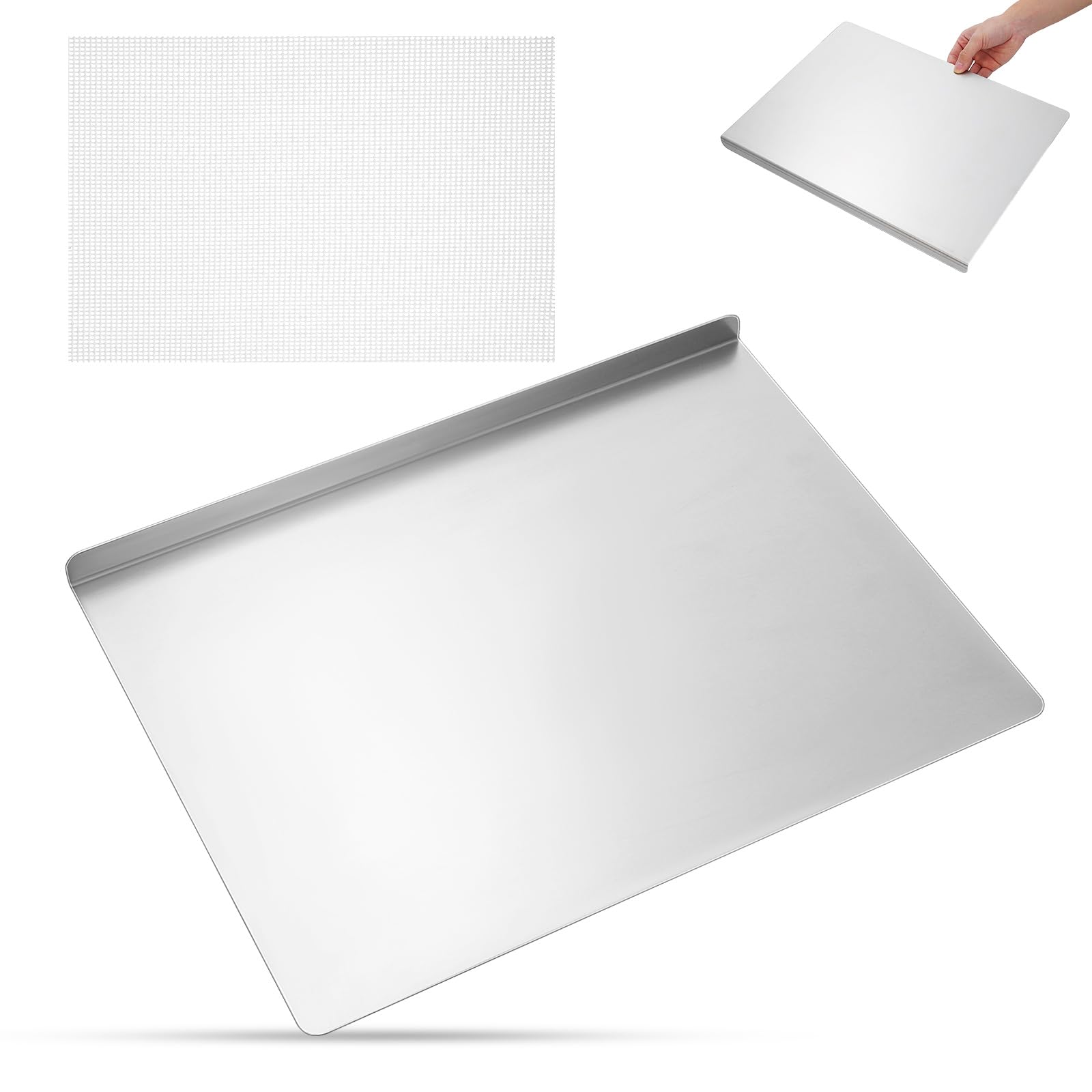 DOITOOL Stainless Steel Worktop Saver Food Cutting Board Stainless Steel Chopping Board Dough Board Non Stick Baking Board for Rolling Dough Making Bread Pizza Biscuits - 30 x 40CM
