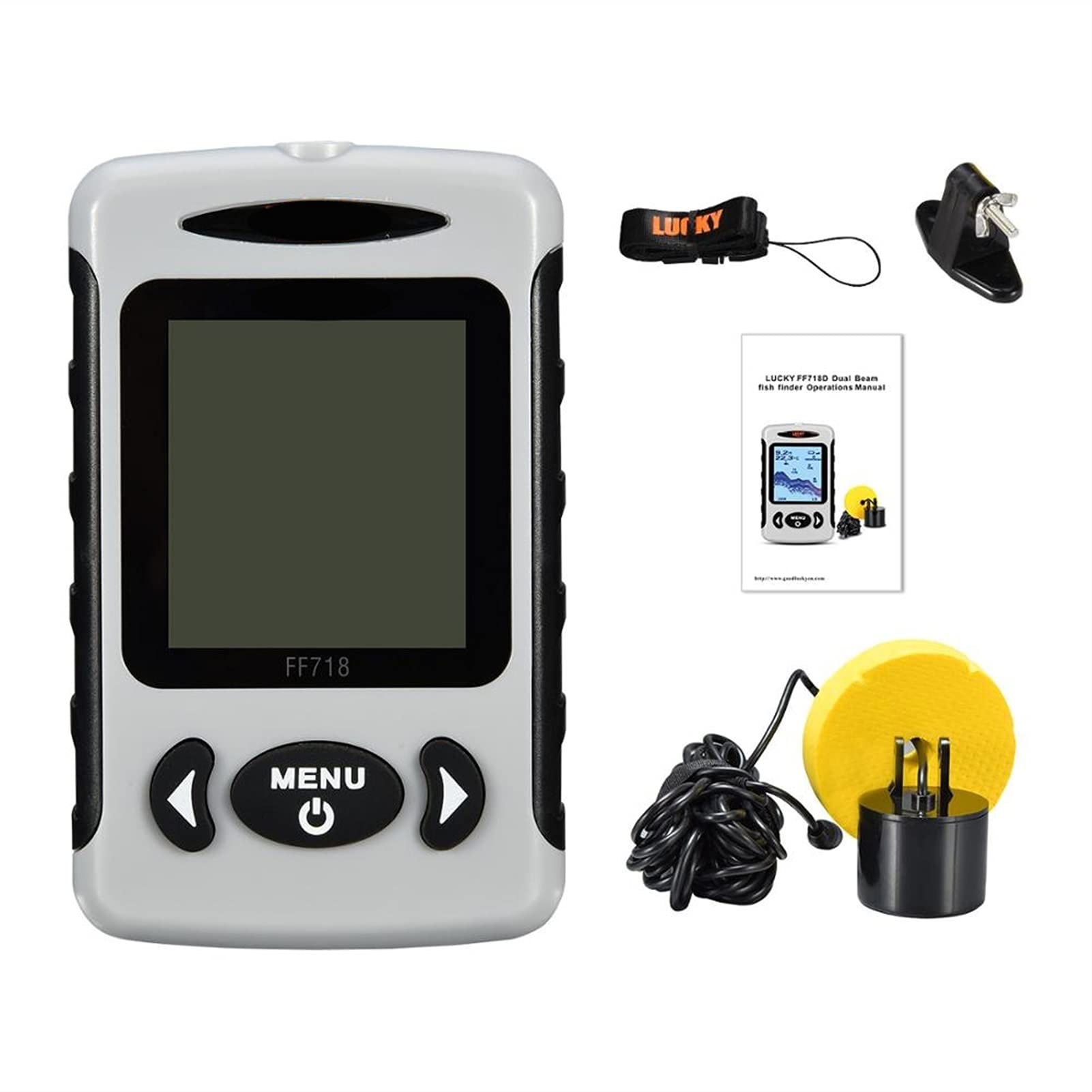 Buscador de Peces, LCD Finder portátil Profundidad 200kHz / 83kHz Doble Sonar Frecuencia 100M Detección Pesca de Hielo