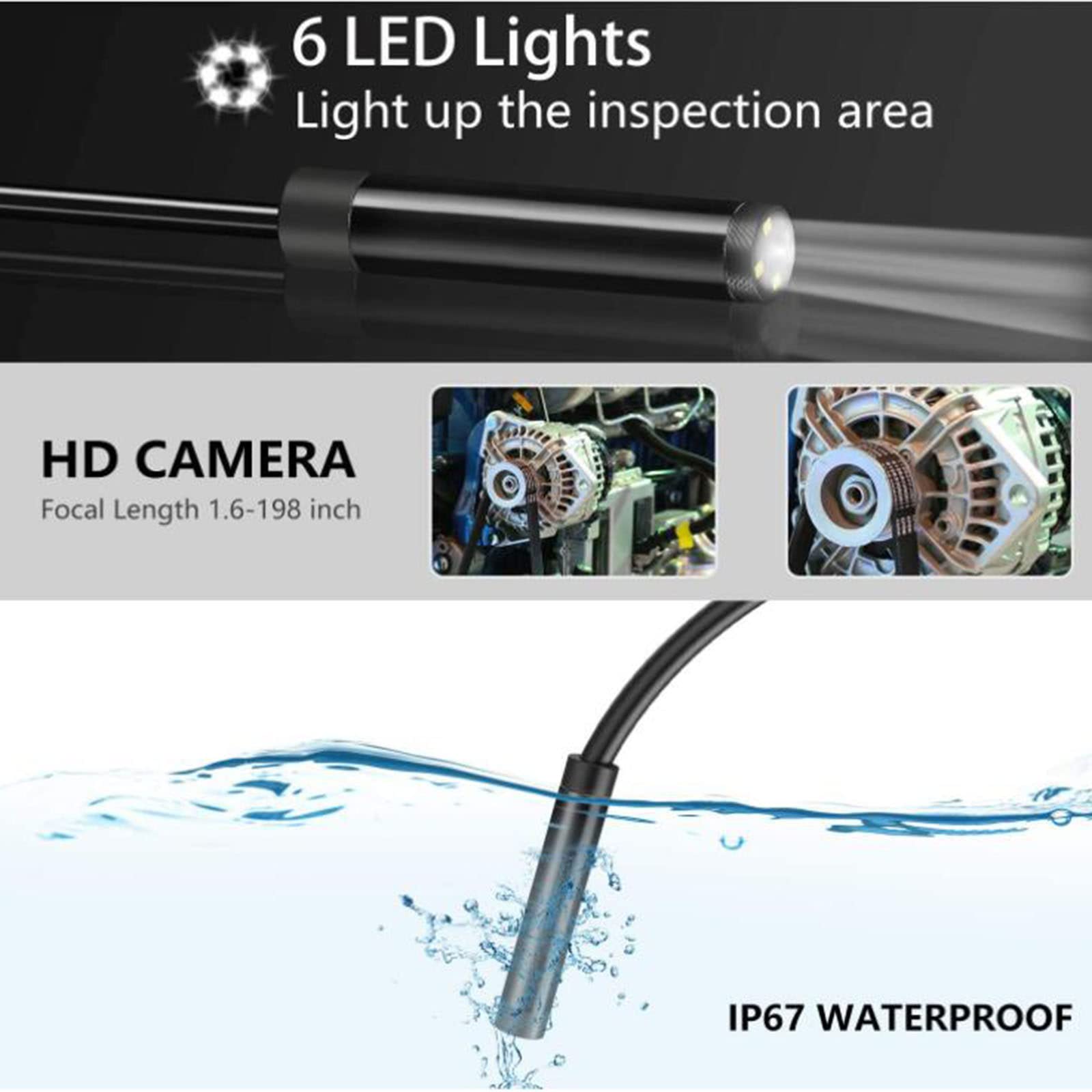 PrzemysłOwa Kamera Endoskopowa Wodoodporna Kamera 8 Mm 720p Hd Cyfrowa Kamera Inspekcyjna Boroskopowa 4,5 "Ekran Ips Samochodowa Kamera śCienna do Kanalizacji Z 6 Diodami Led