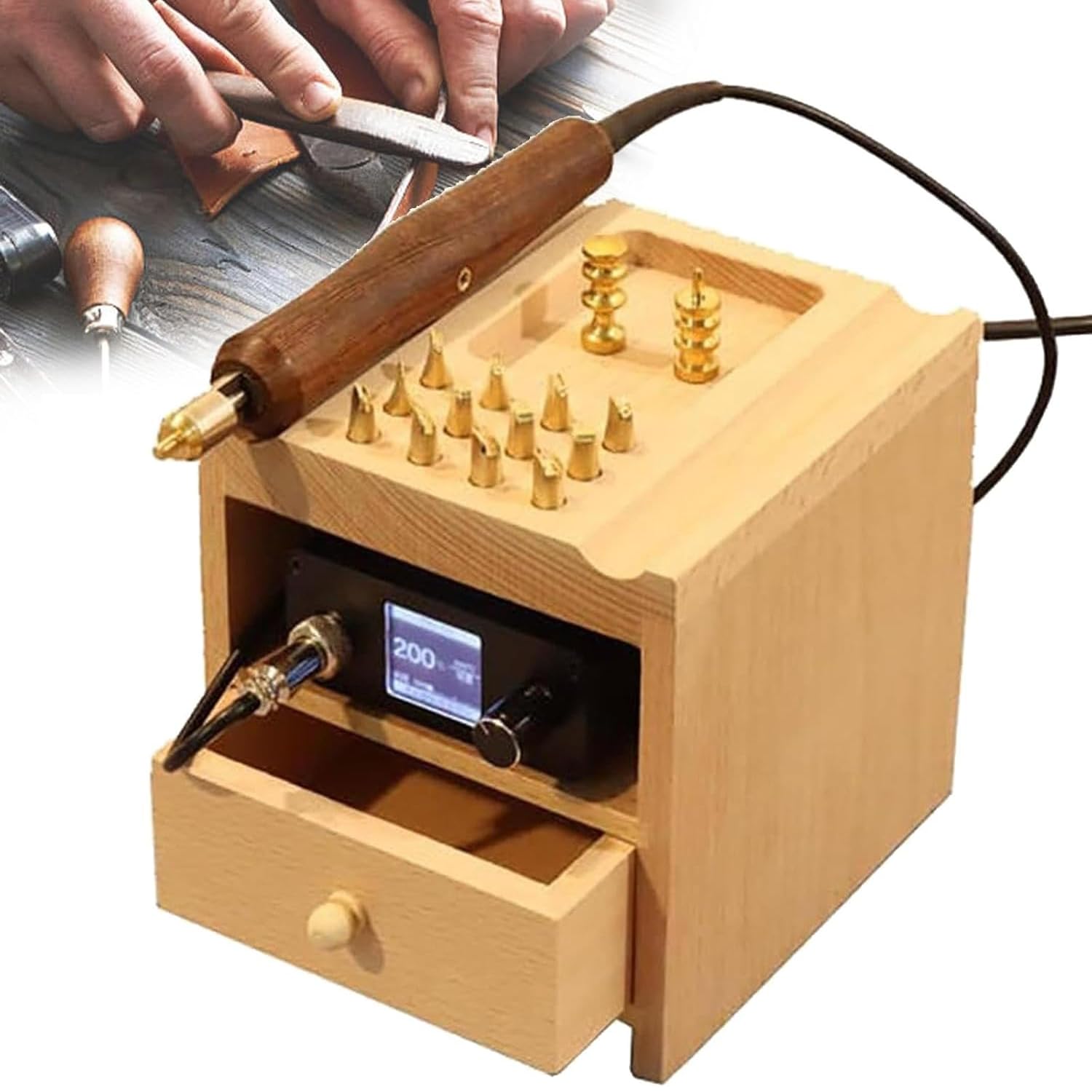 XCSCUK Leather Creaser, Electric Leather Edging Creasing Machine, with 80-480℃ Adjustable Temperature,for DIY Craft Edge Scoring Indentation (Single machine)