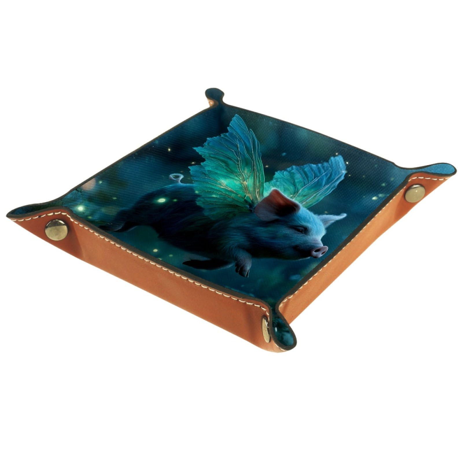 Little Flying Pig Portable Folding Dice Rolling Tray, Microfiber Leather Dice Holder for Dice Games Like RPG, DND and Other Table Games, 20.5 Γ 20.5 cm