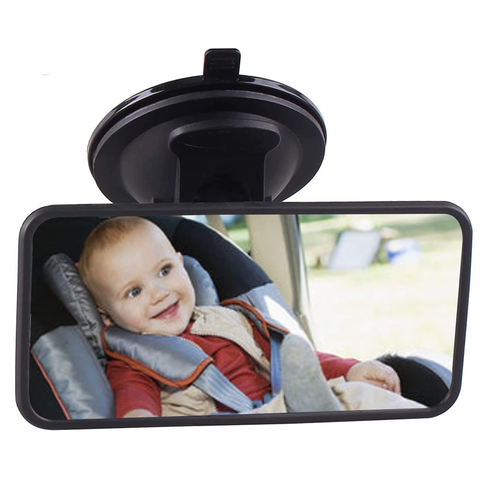 ICOUVA Small Rear View Mirror Universal Baby Car Inner Rear View Mirror for Driving Instructor Test Car Examiner Anti Glare Interior Mirror Rearview with Suction Cup For Car SUV Trucks 123*63mm(Black)