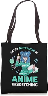 Easily Distracted By Anime and Sketching Anime Girl Drawing Tote Bag