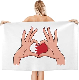 Holding Love in Your Hands Flag of Bahrain Bath Towels 32 X 52 Inches Quick Drying Soft Large Absorbent Towels for Bathroom Gym Pool Spa
