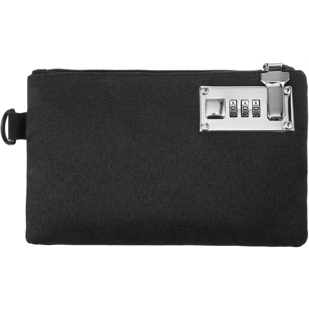 Jnchdghwa Nylon Money Bag with Lock, 5x8in Notary Bag with 3-Digit Combination Locking Bank Mechanism for Secure Storage of for Store Cash, Jewelry A