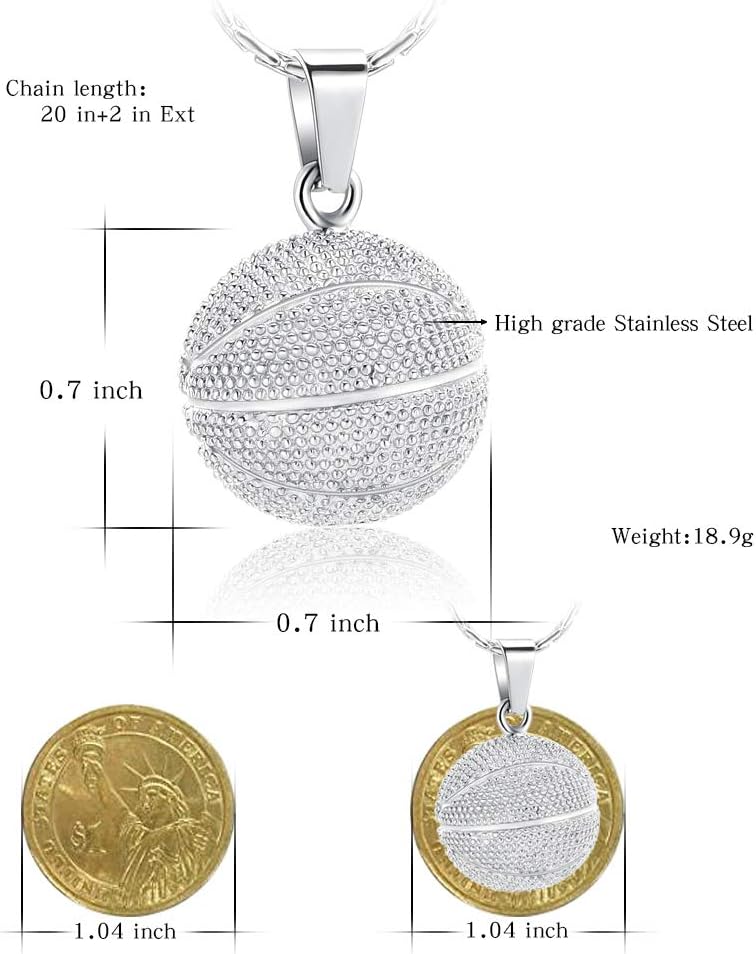constantlife Cremation Jewelry for Ashes - Basketball Stainless Steel Memorial Pendant Urn Necklace Keepsake for Men Women - Image 2