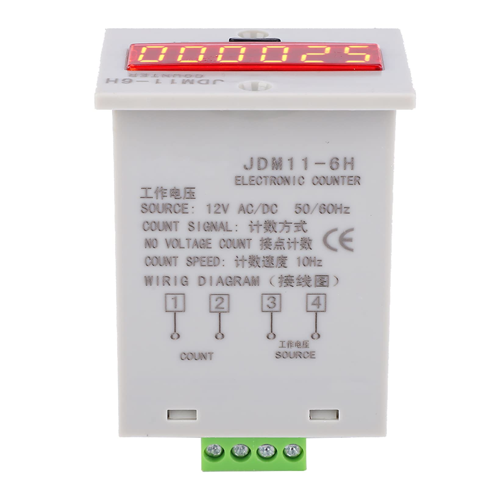 Electronic Counter JDM11, 6H 6 Digits LED Digital Display Relay, Clear Reading, Wide Range Stable & Reliable, Strong Anti Interference, Easy Installation, Suitable for Various