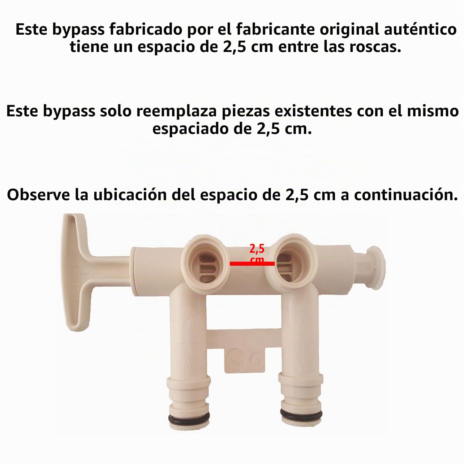7129871 - Pieza original del fabricante original - Válvula de derivación del ablandador de agua con adaptadores roscados