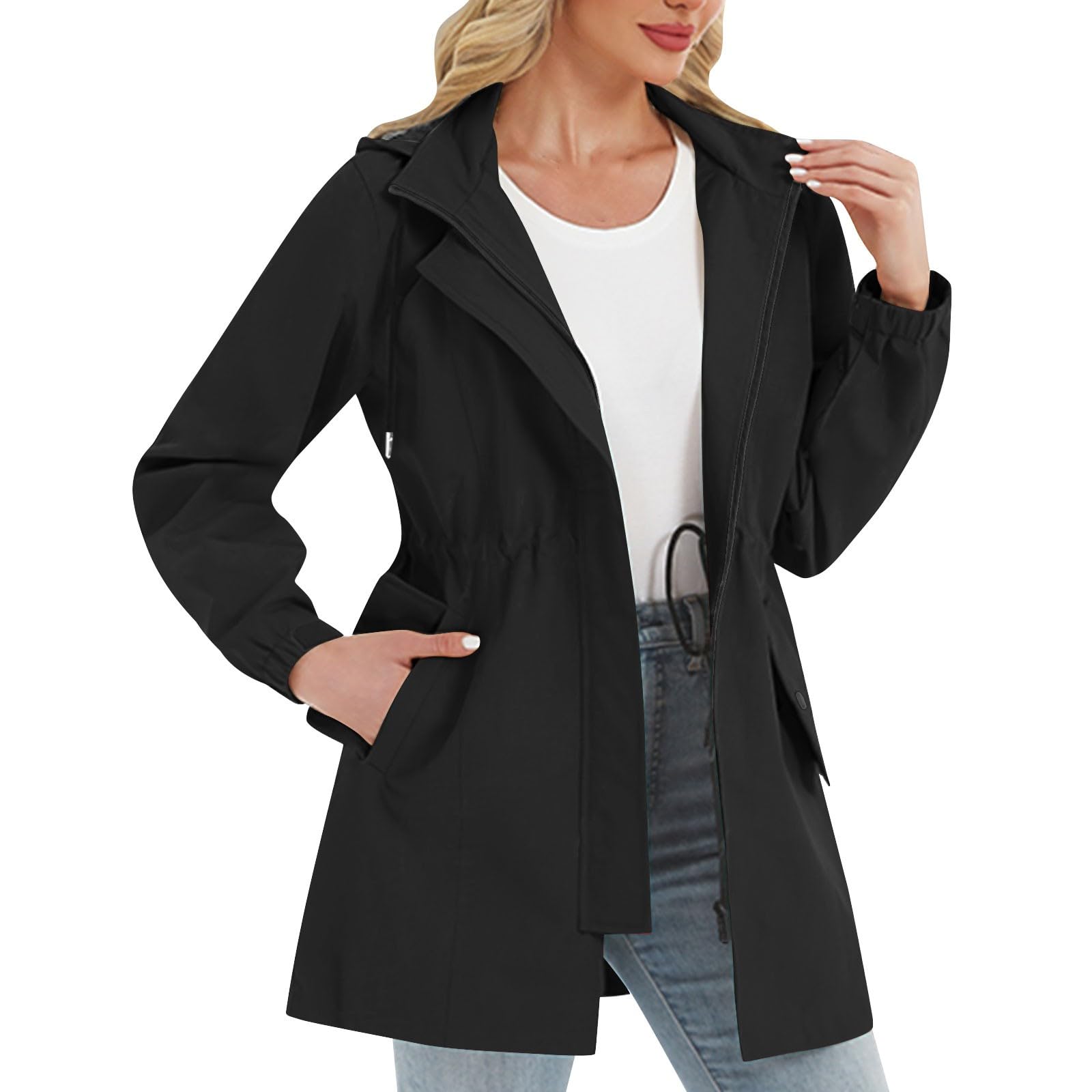 Chaqueta Impermeable Transpirable Para Mujer, Softshell, Liso, Plegable, Con Capucha, Cortavientos, Senderismo, Primavera Y Otoño. Abrigos Lana Mujer Invierno Capucha Capelina Parka