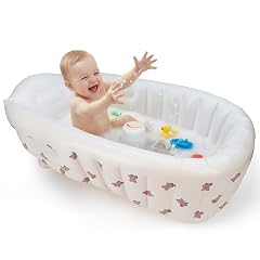 UNEEDE Inflatable Bathtub for Toddlers Portable Baby Tub with Built-in Air Pump Anti-Slip Design with Big Drain Perfect