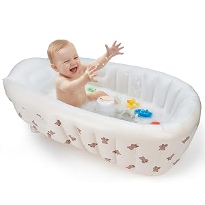 UNEEDE Inflatable Bathtub for Toddlers Portable Baby Tub with Built-in Air Pump Anti-Slip Design with Big Drain Perfect
