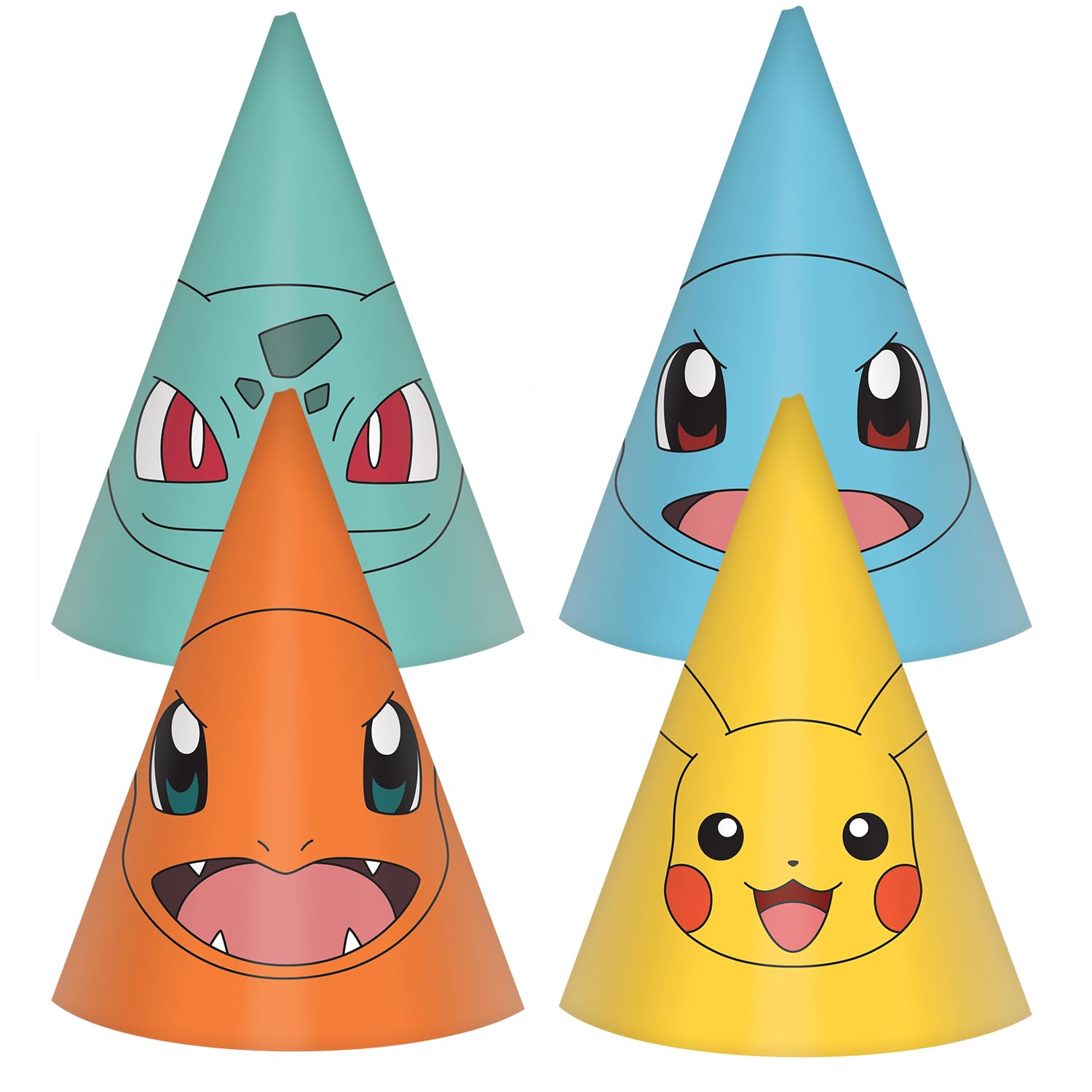 amscanAmscan 9917126 - Pokémon Kids Birthday Party Cone Hats Assorted Designs - 8 Pack