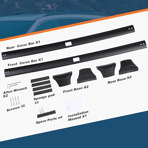 Miniatura 6 de Barras transversales de techo compatibles con Honda Pilot 2016-2022 con rieles empotrados, barras transversales de aluminio, bolsa de carga para