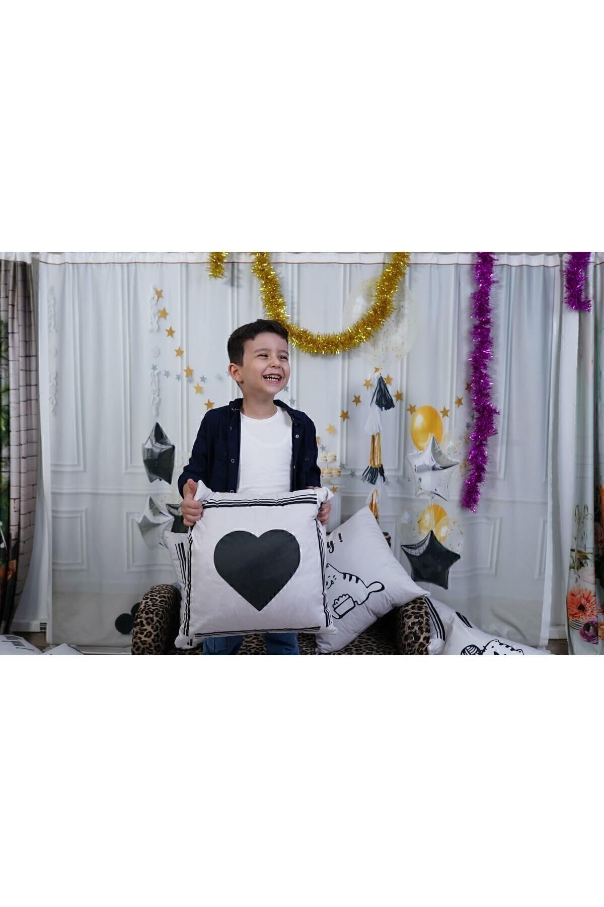 Asdiva Harfli Kırlent Kılıfı Kadife 43X43 Cm Çift Taraflı A Harfi Kedi Desenli Evlilik Teklifi Doğum Günü