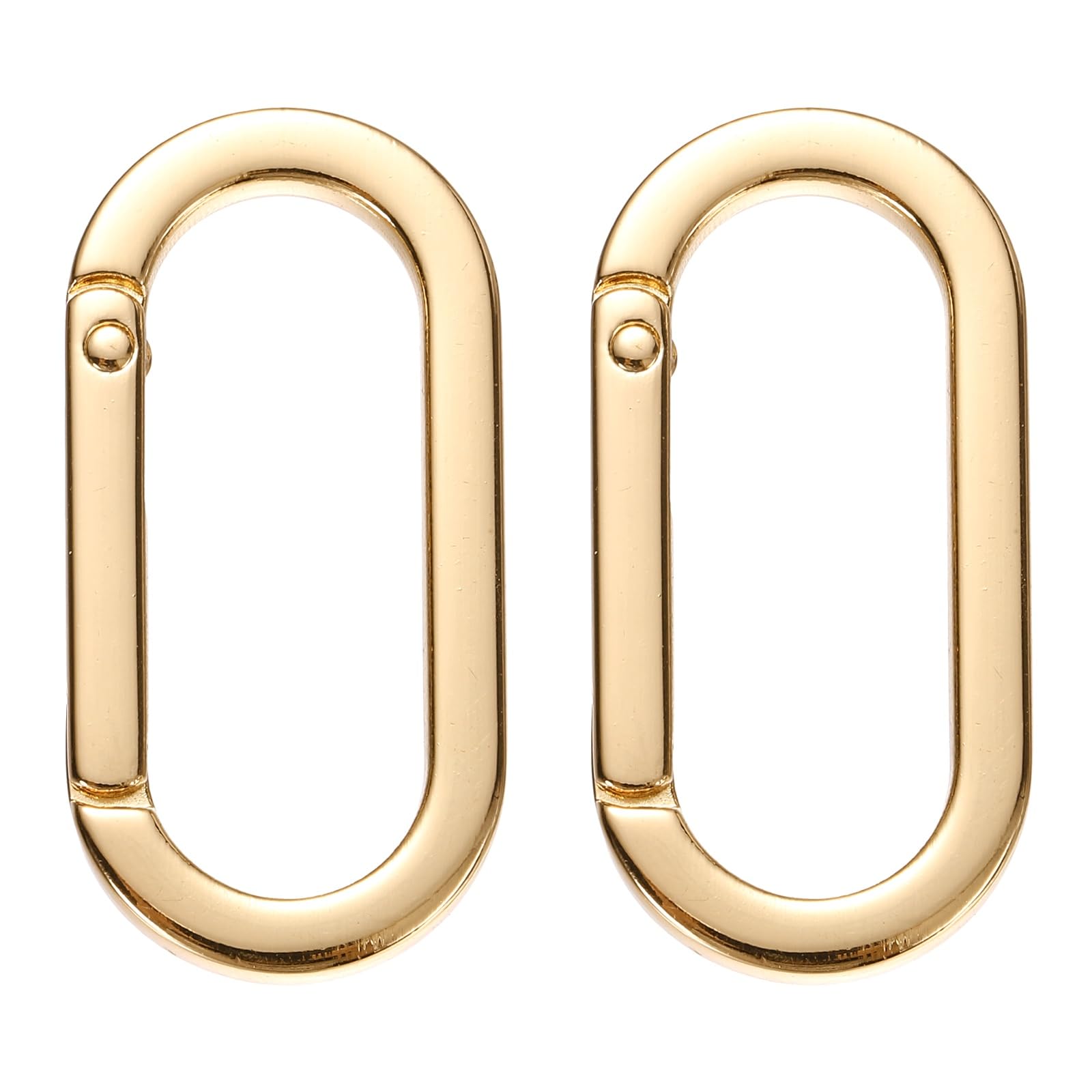 sourcing map 2Pcs 1.4 Inch Oval Spring Ring Clips, Zinc Alloy Snap Hooks O Ring, Purse Hardware Replacement for Backpack Wallet Keys Bag Strap and Craft Projects, Gold