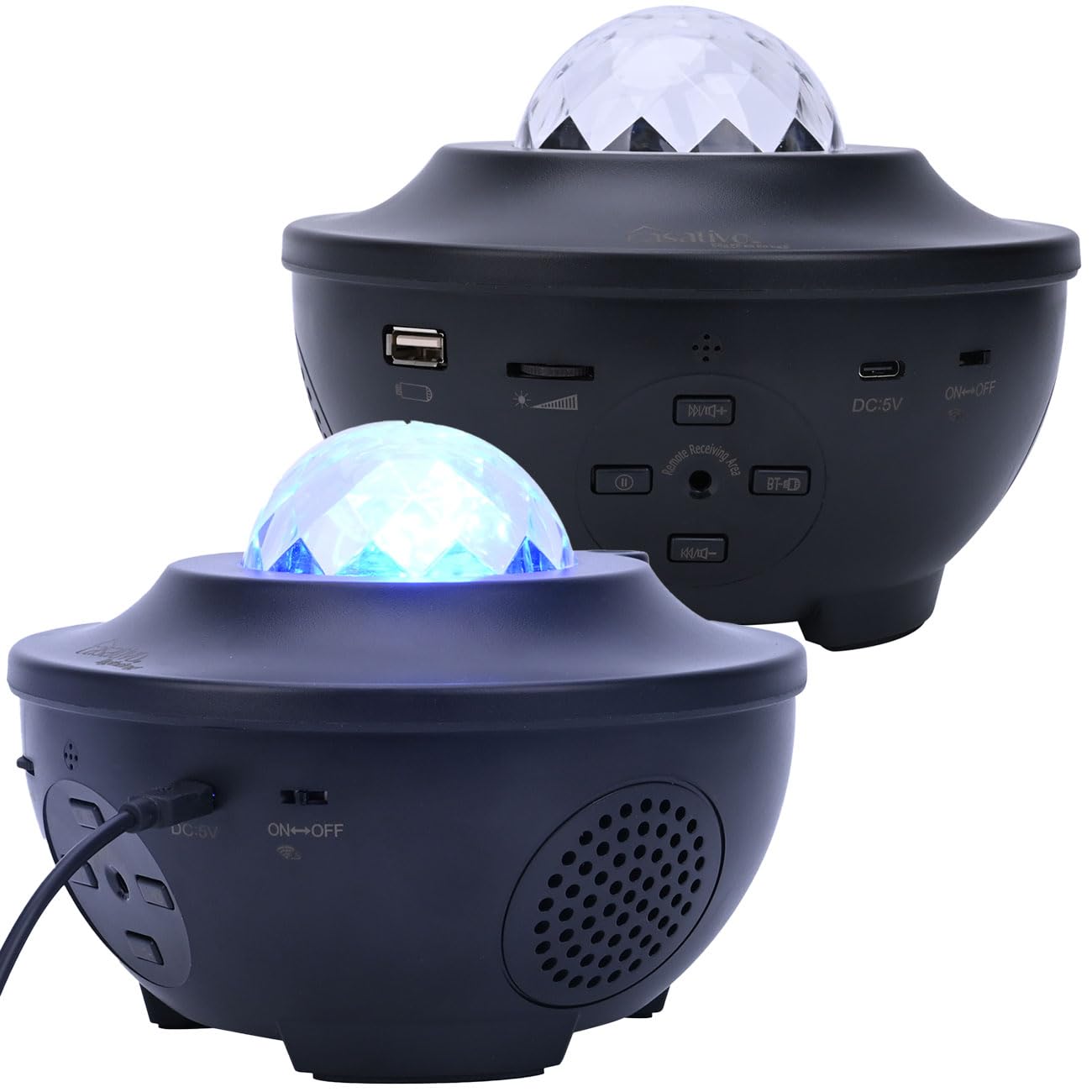 2er-Set Laser-Sternenhimmel-Projektor - Bluetooth Lautsprecher & Sprachsteuerung via App - Bis 200qm Abdeckung - WiFi, RGBW-LED, Nachtlicht & Timer
