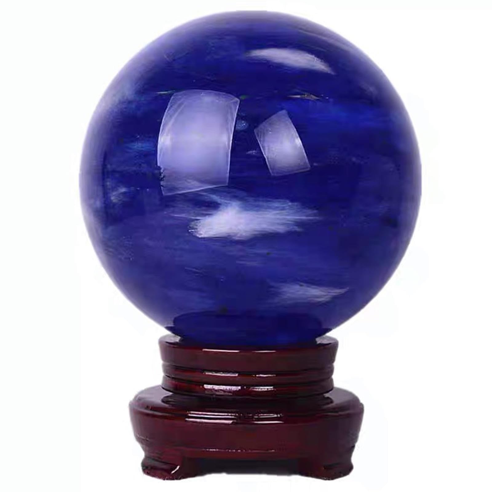 ICXLPMC Crystal Ball Blue Balls Quartz Clear with Wood Stand for Gift Home Decor Telling, ball-10cm