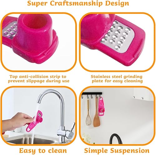 Miniatura 3 de Molinillo de ajo de mano de 2 piezas con 2 cepillos de limpieza, molinillo de mano pequeño para ajo, nueva picadora de ajo de prensa manual,