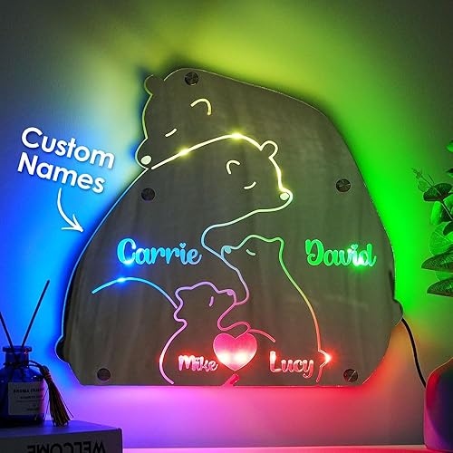 Miniatura 16 de VEELU Espejo con nombre personalizado – Espejo con luz LED – Letrero con nombre personalizado para decoración de pared – Decoración de dormitorio