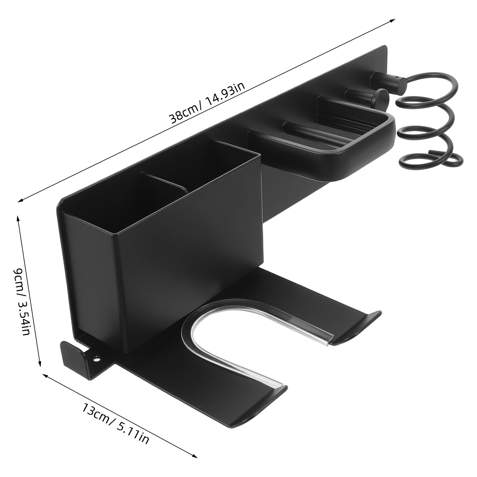 Kisangel Soporte de Pared para secador de Pelo, Organizador para secador, rizador y Plancha, Estante de Almacenamiento para baño, tocador y salón de Belleza.