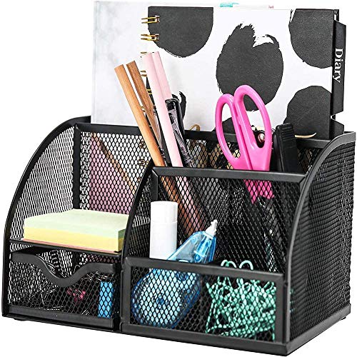 Organizer da scrivania/portaoggetti da scrivania in Rete/portapenne/organizzatore Multifunzionale Organizer per Penne Nero per scrivania