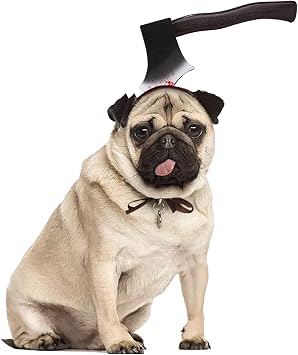 Bloody Axe Pet Halloween Costume Headband Dogs Cats Adjustable Cosplay Party Head Band Headdress Pet Puppy Kitten Dress-Up Headwear Costumes Accessories Trick Props