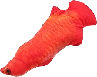 ABOOFAN 1Pc Electric cat Fish Fluffy Stuffed Animals Animal Toys Plush Toys Vibrating Catnip Fish Toy Electric red Fish Toy Interactive Cat Kitten Toy Cat Plaything Wiggle Fish Toy pet cat