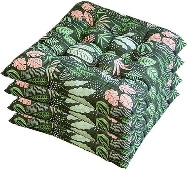 FTTKGRL 4 Pack Chair Pads,Premium Padded Cushion With Ties for Garden Patio Kitchen Dining,Decorative Chair Cushion for Indoor Outdoor Garden Office Living Room 40 x 40 cm (Style U)