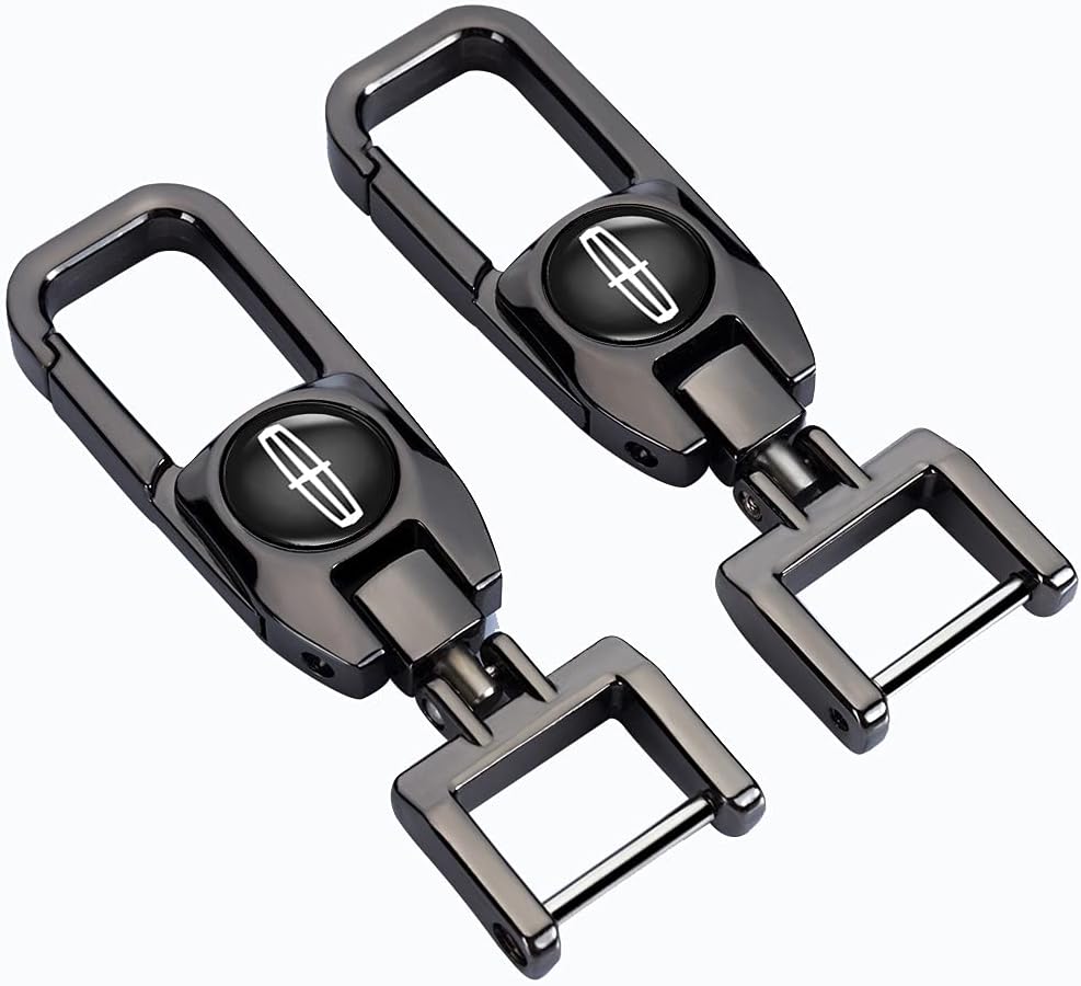 Goshion 2Pack Genuine Leather Car Logo Keychain Key Chain Keyring Family Present for Man and Woman Suit for Lincoln mkc mkz