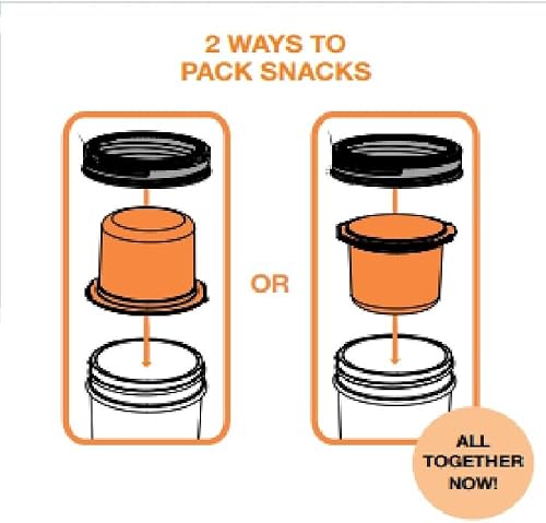 Miniatura 2 de Jarware Paquete de aperitivos de boca regular, tapa de tarro de masón, naranja