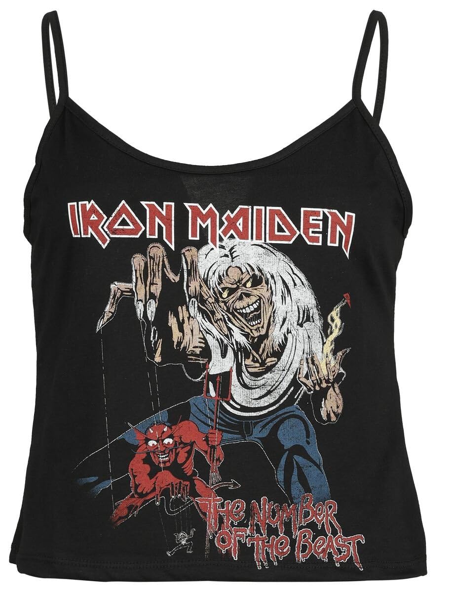 Iron Maiden The Number of The Beast Femme Top Noir 100% Coton Regular/Coupe Standard