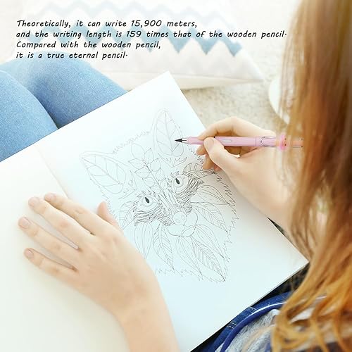 Miniatura 8 de Lápices sin tinta, 6 lápices eternos con borrador, reutilizables con 6 puntas reemplazables, 6 decoraciones de dibujos animados extraíbles para el