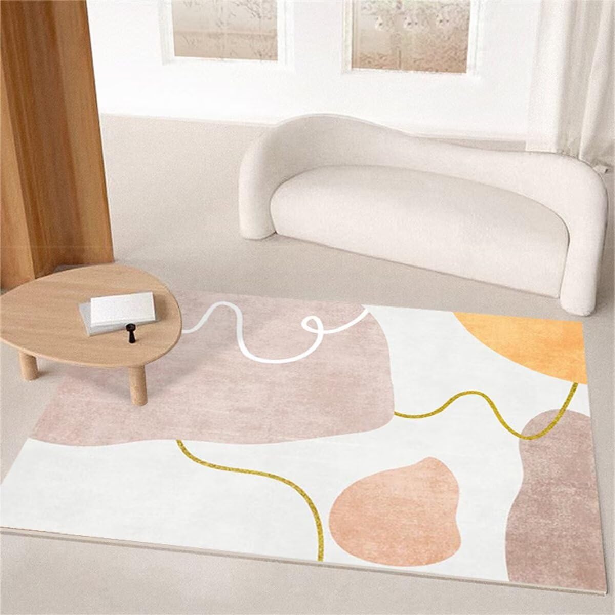 Tapis séjour isolant phonique jaune et gris moderne 200X300CM