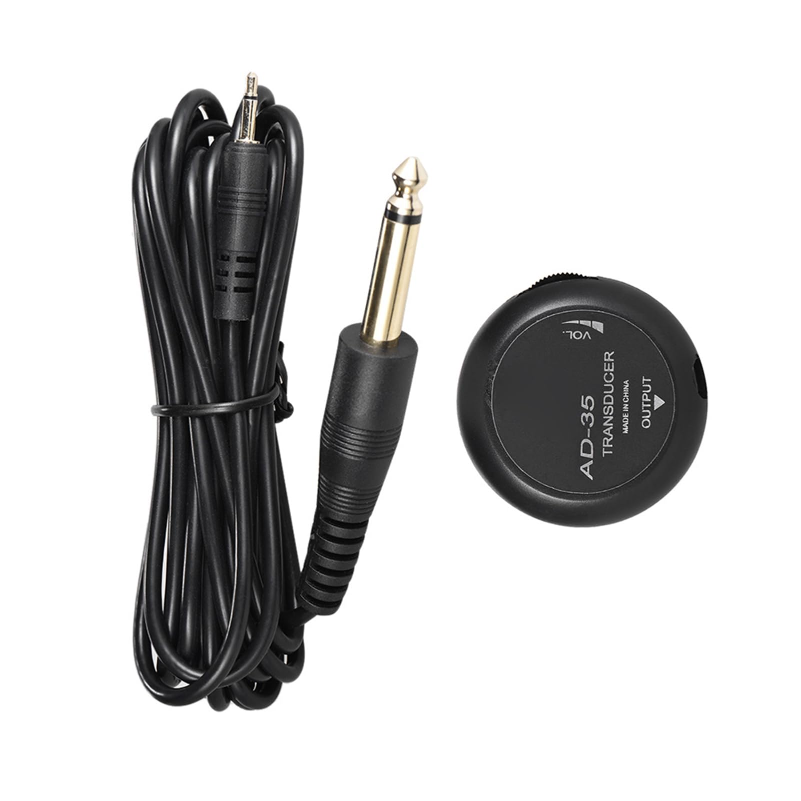 Adeline AD-35 Mini Transductor de Guitarra Transductor de Micrófono de Contacto con Conector de Salida de 6,35 Mm Cable de 3 Metros para Guitarra Folclórica Acústica Pastilla con Orificio de