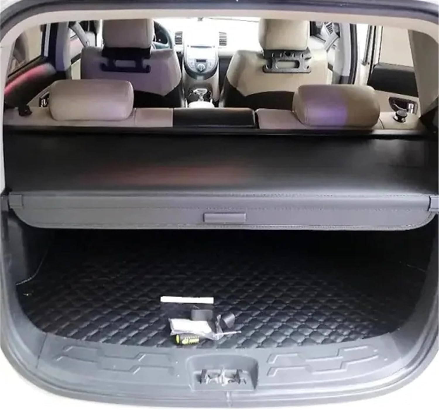 for Kia Soul 2008-2013 Auto Trunk Curtain Organizer Cover Cargo Rear Rack Luggage Storage Waterproof Shield Shade(Carbon Fiber)