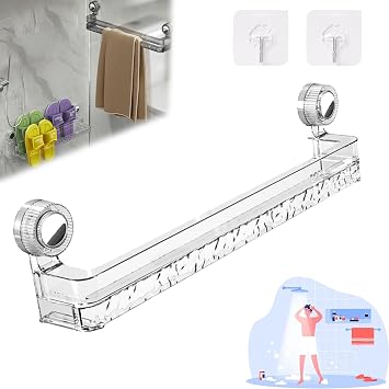 Suction Cup Retractable Slipper Rack,Vacuum Suctions Rack,Wall Mounted Adjustable Towel Rack,2 in 1 Wall Mounted Slippers Towel Pole Suction Cup,No Drilling Hang Walls for Bathroom 1pcs-White