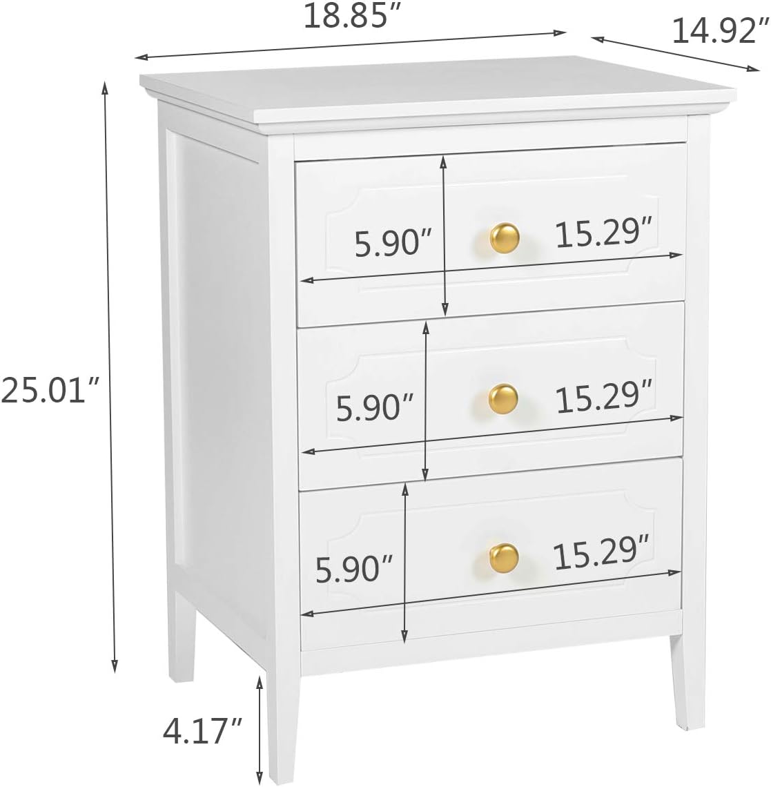 YIGOBUY 3 Drawer Nightstand White Side Table 19" Bedroom Night Stands End Table for Living Room Bedroom with Storage 1 Set Furniture | Bedroom, Living Room, Bedroom, Storage, Furniture