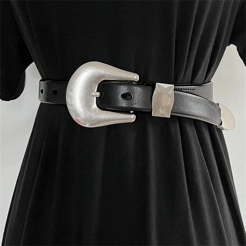 Pohullan Unisex Retro Matte Leather Belt Metal Needle Buckle Handmade Belt Casual Belts3