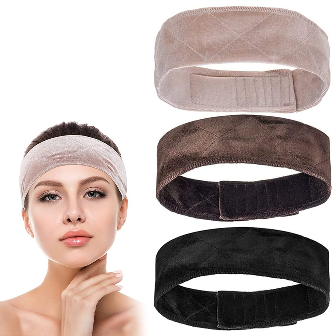KASTWAVE 3Pcs Velvet Wig Grip Headband, Comfort Head Hair Band for Women Elastic Adjustable Hair Fasterner Gift for Mothers - Non Slip, Keeps Wig Secured Prevents Headaches & Hair Loss