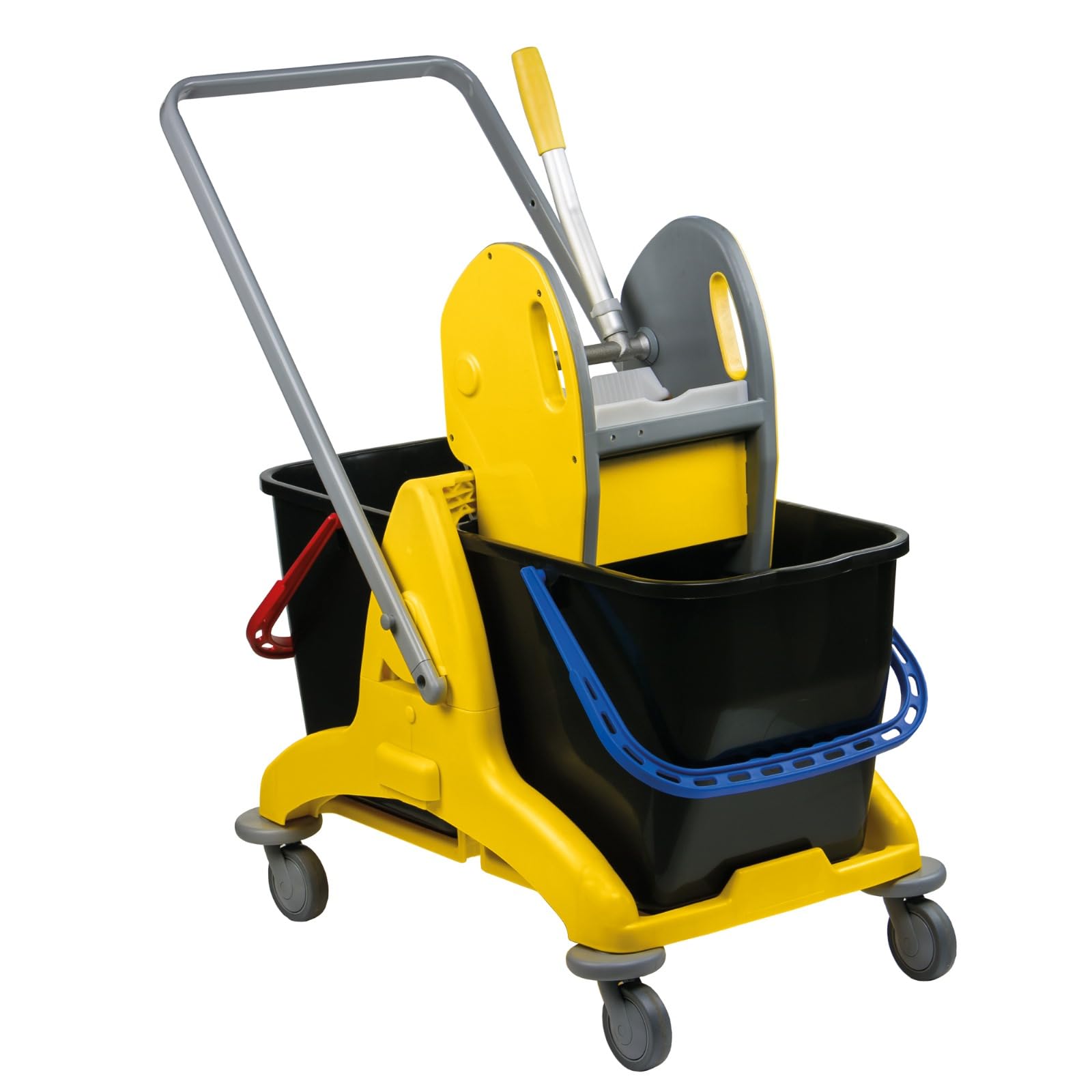 Carrello Mocio + Strizzatore – Doppio Secchio da 50 L (25+25L) – Carrello Lavapavimenti Professionale