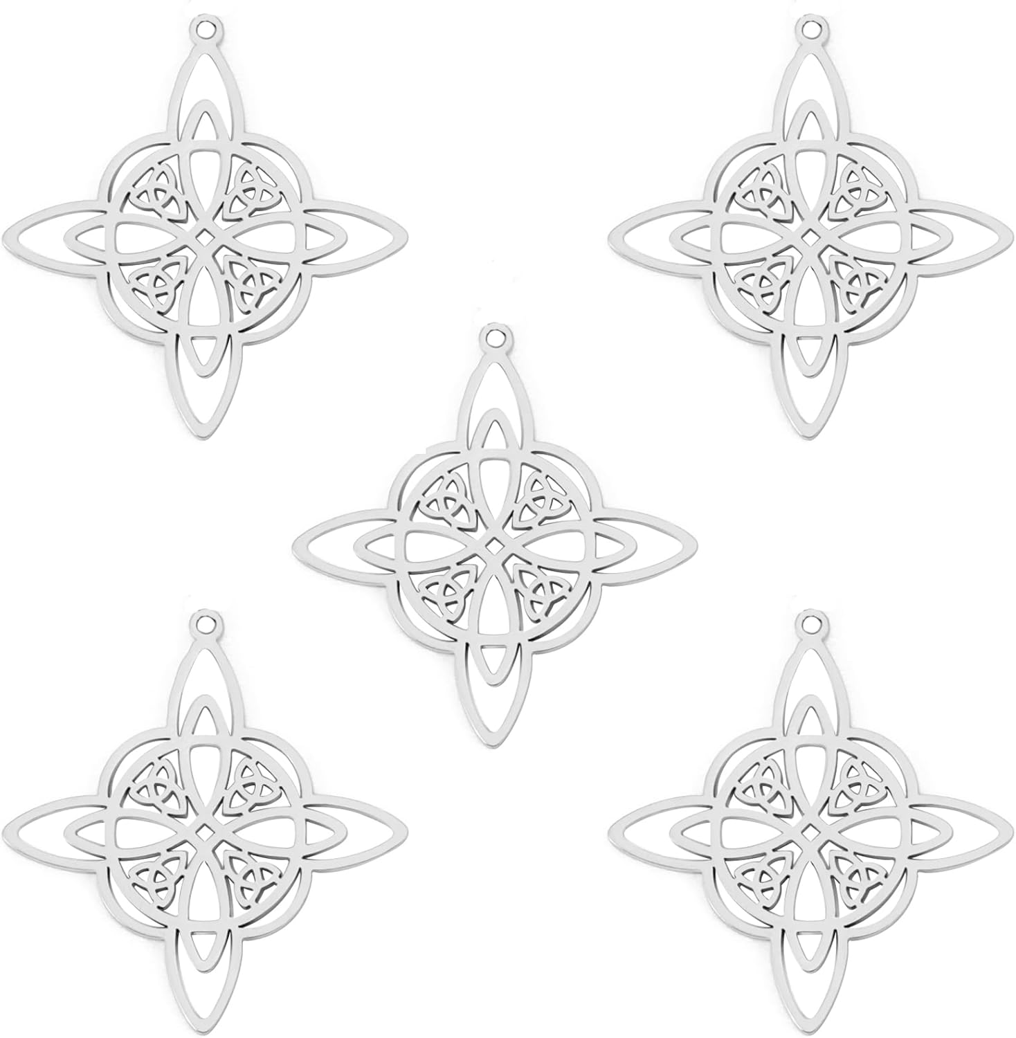 kkjoy 5Pcs Witches Knot DIY Charms for Jewelry Making and Crafting, Stainless Steel Assorted Pendant Mini Charm Craft Supplies Accessories for DIY Bracelet Necklace Earrings