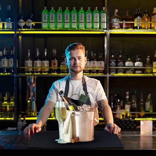 Miniatura 8 de Alfombrillas de goma para barra de encimera, de 18 x 12 pulgadas, color negro para barman, tapete de servicio de bar, bar en casa, tapete de café