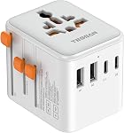 TESSAN Universal Travel Adapter, 6 in 1 International Plug Adapter, 28W 5 USB Ports (3 USB C) Worldwide Power Adaptor, Travel Essentials for Canada to Europe UK Australia France Germany