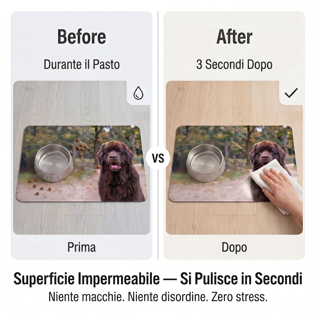 Tappetino per Ciotole Cani e Gatti | Antiscivolo Impermeabile | Stampa Personalizzata con la Tua Foto | 5 Taglie Disponibili | Made in Italy