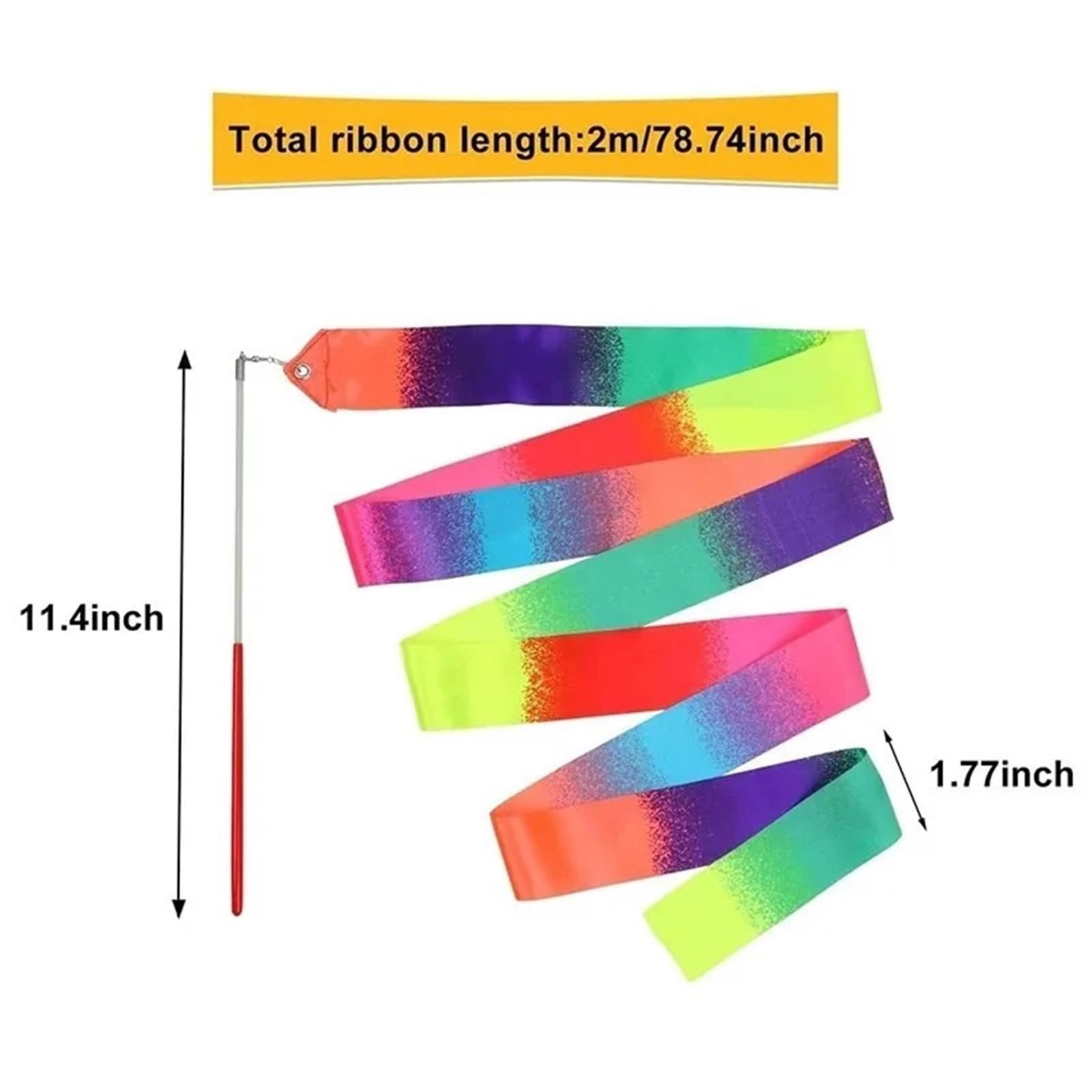 Nastro Ritmica 10/20 Pezzi 2 m Nastri Colorati for Danza in Palestra Bacchette da Ballo Attrezzatura for Ginnastica Ritmica Bastone Balletto Streamer Asta Girevole