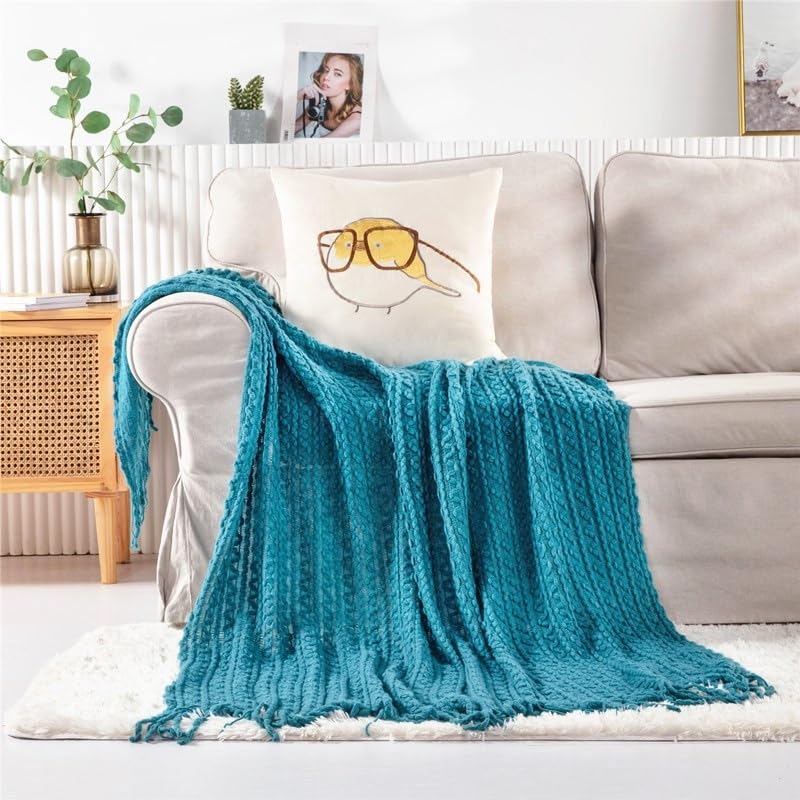 Jeté de canapé tissé bohème multicolore 127x180 cm pour décoration de chambre et hôtel