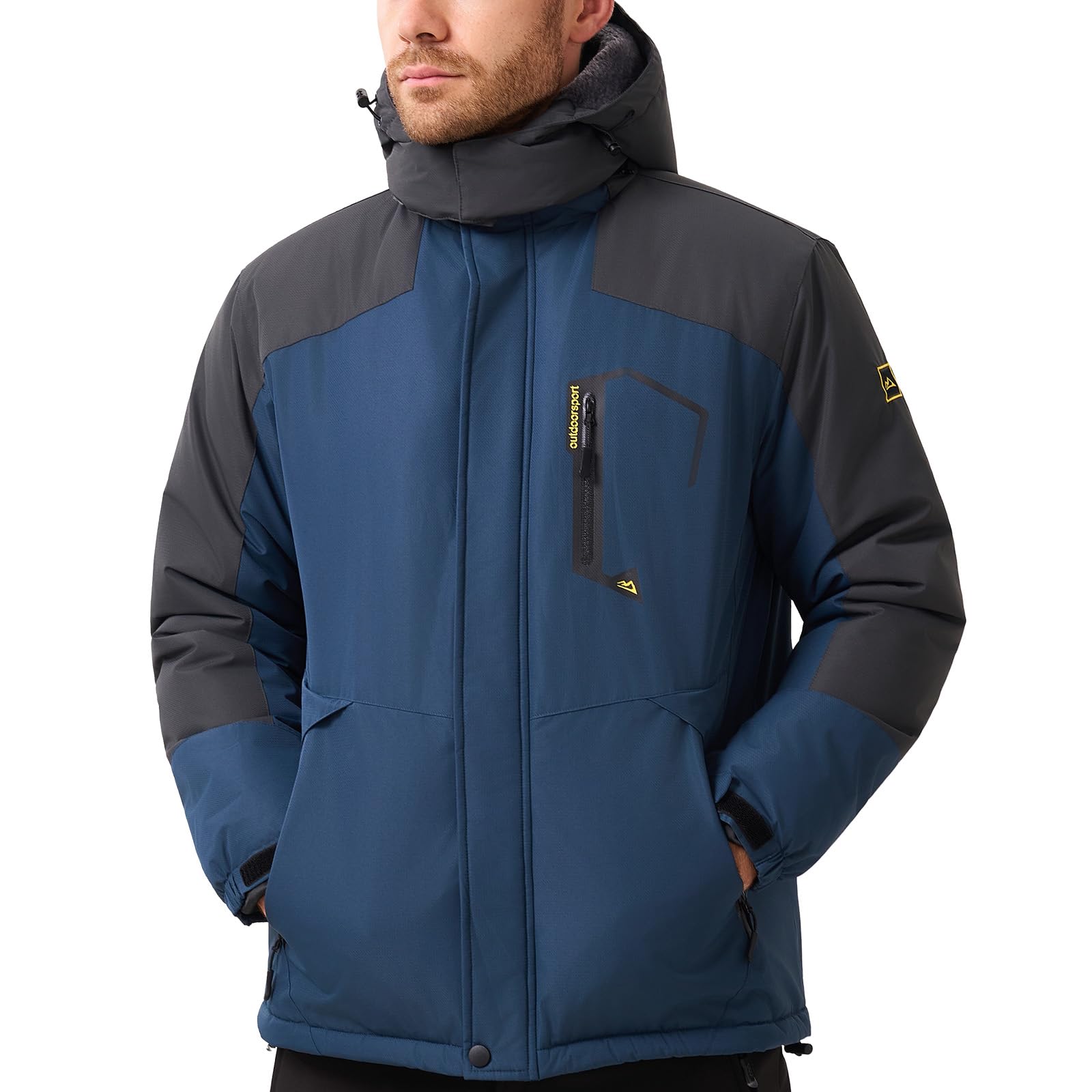 Aureonus Herren Winterjacke Winddicht Wasserabweisend Warme Gefütterte Ski Outdoorjacke mit Kapuze