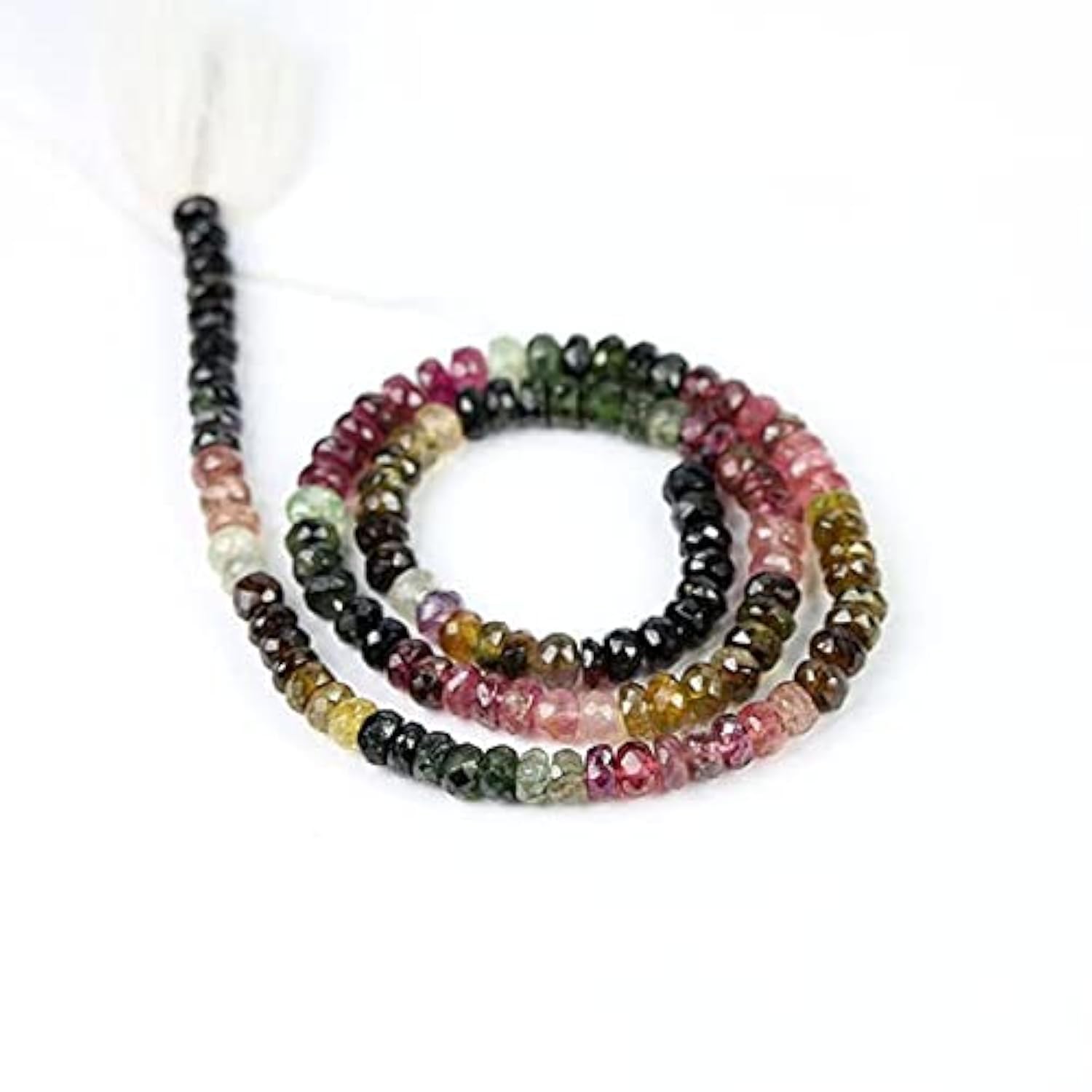 Tourmaline mico faceted rondelles 4mm perle pierre semi précieuse rose vert